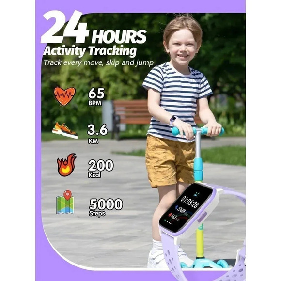 Butele Kids Smart Watch  Smart Watch for Kids Game Smart Watch Gifts - Purple - Picture 3 of 16